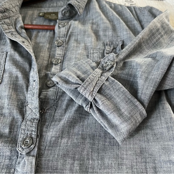 Anthropologie Fei Cotton Blue-Gray Long-Sleeve Mini Dress, Sz M - Picture 4 of 5